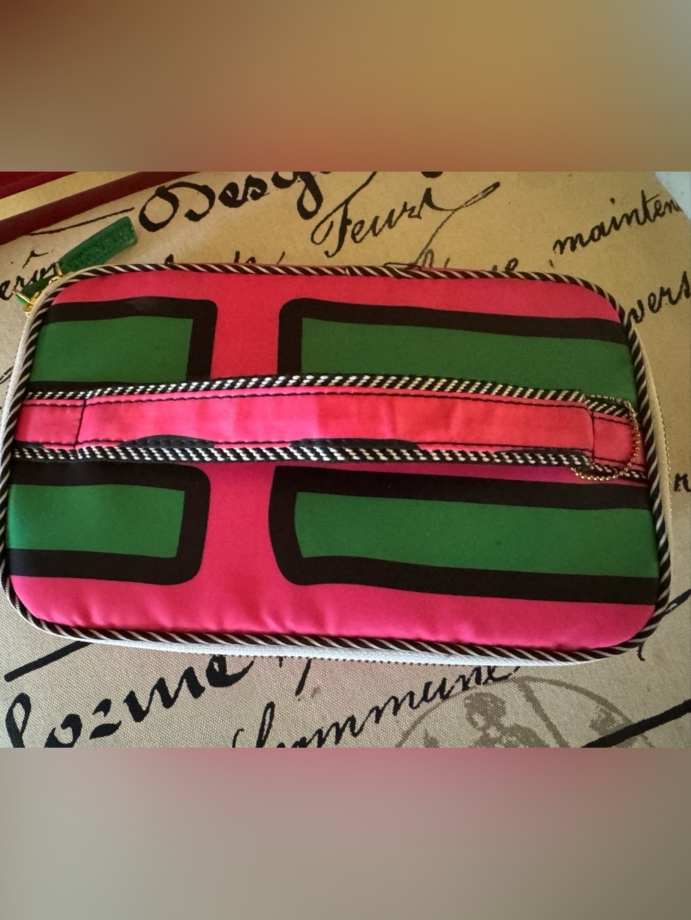 Sonia Kashuk Travel Cosmetic Bag Pink and Green - Picture 3 of 5
